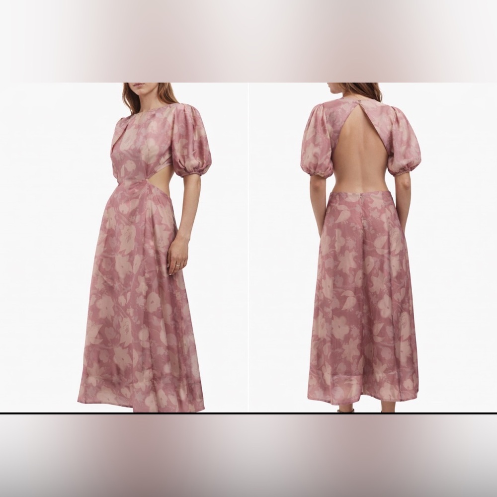 Bardot Fontana Midi Dress Size XXL/ 12 Women's Open Back Dusty Rose NEW $219